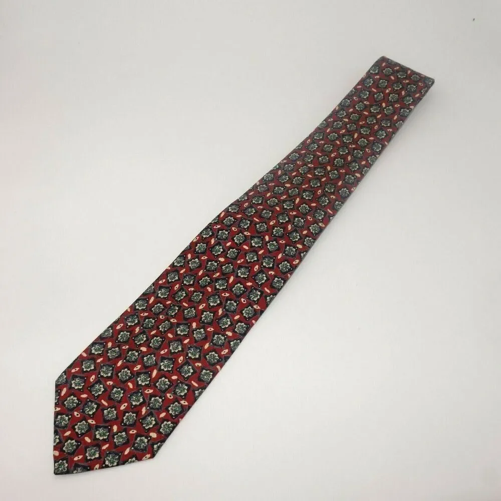 Vintage Hand Sewn Robert Talbott Wilmington Country Store Silk Tie Red Floral
